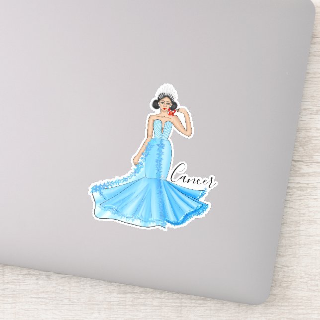 Sticker Déesse du cancer du zodiaque avec le crabe rouge p (Détail)