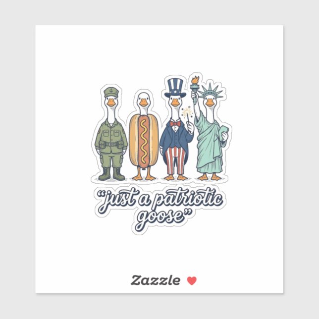 Sticker Défilé d'oies patriotiques Chemise vectorielle vin (Feuille)