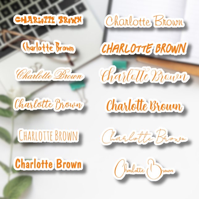 Sticker Définir 12 | Nom orange élégant et transparent per (Créateur téléchargé)