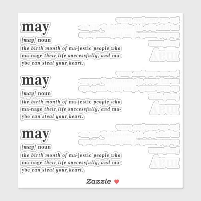 Sticker Définition d'anniversaire de mai (Feuille)