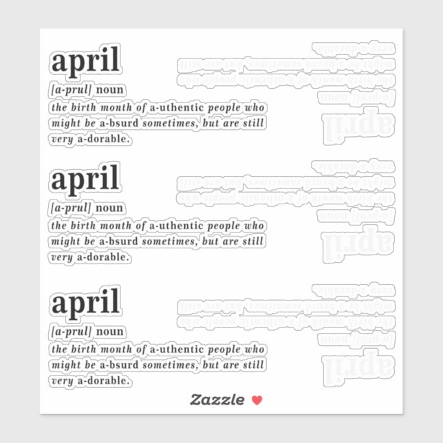 Sticker Définition d'avril Anniversaire (Feuille)
