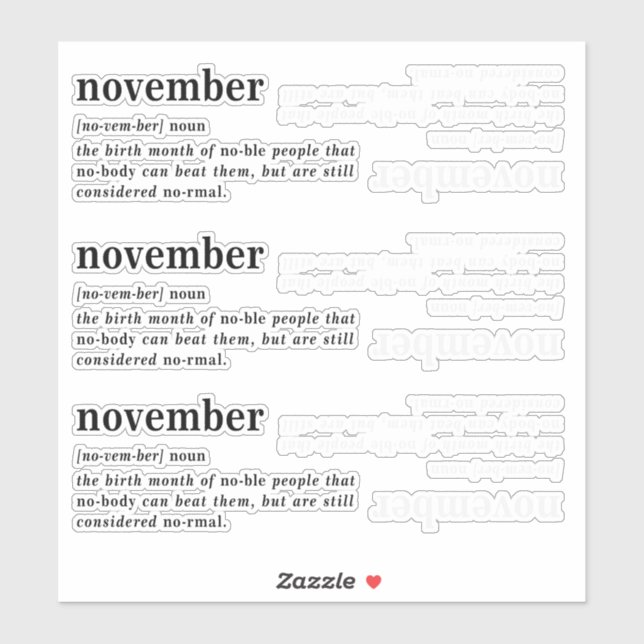 Sticker Définition de novembre Anniversaire (Feuille)