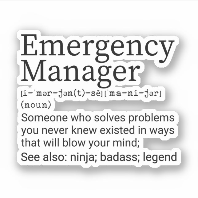 Sticker Définition Funny Emergency Manager (Devant)