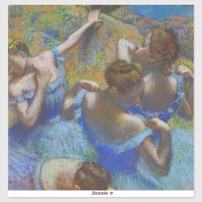 Sticker Degas Danseuses Bleues Pastel Chef-d'œuvre d'Art (Feuille)