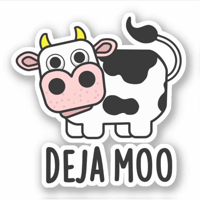 Sticker Deja Moo Funny Pun de vache (Devant)