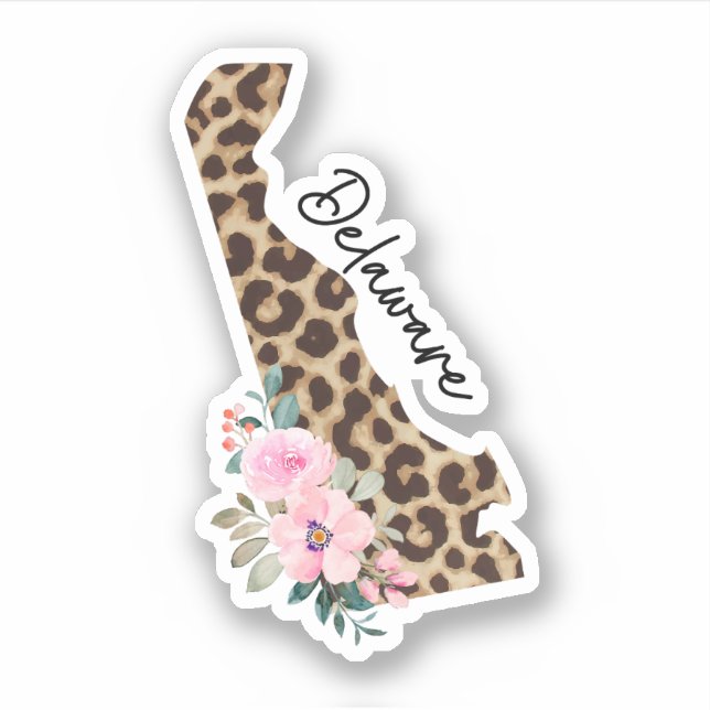 Sticker Delaware Empreinte de léopard D'État Avec Fleurs (Devant)