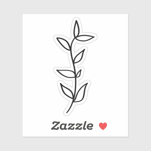 Sticker Delicate Botanical Leaf Design Black Line Art  (Feuille)