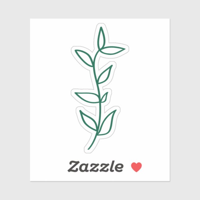 Sticker Delicate Botanical Leaf Design Green Line Art  (Feuille)
