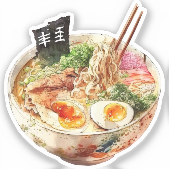 Sticker Délices de ramen à l'aquarelle (Recto)