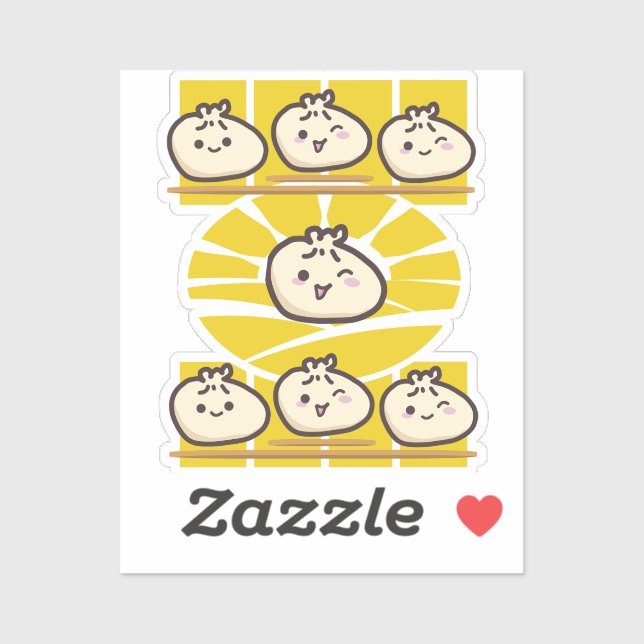 Sticker délicieux dim sum boulettes ensoleillées  (Feuille)