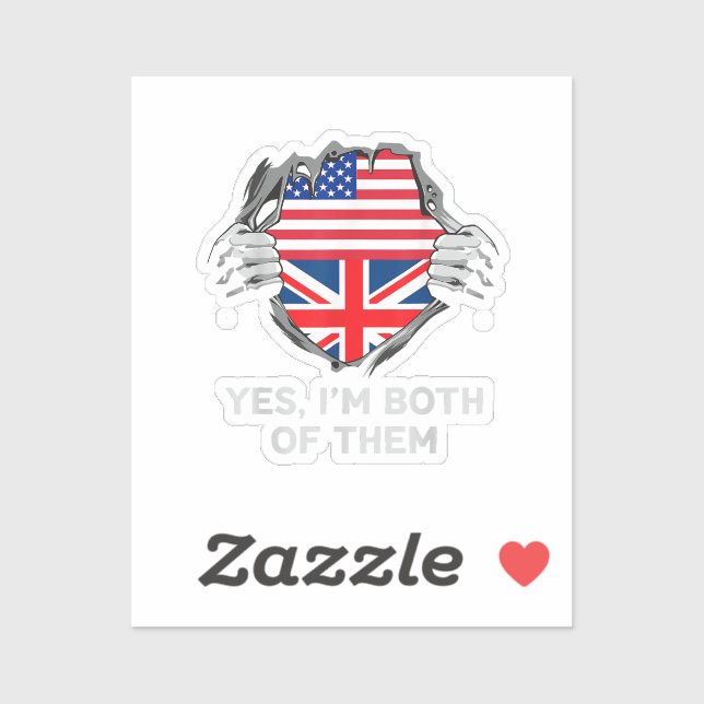 Sticker Demi-Américain Moitié Anglais USA Angleterre Drape (Feuille)