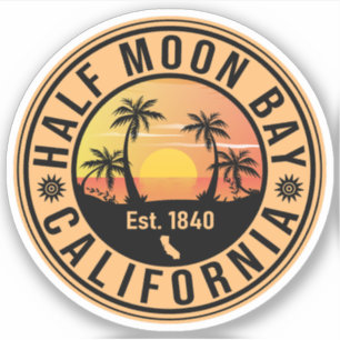 Sticker Demi Moon Bay California Retro Sunset Souvenirs
