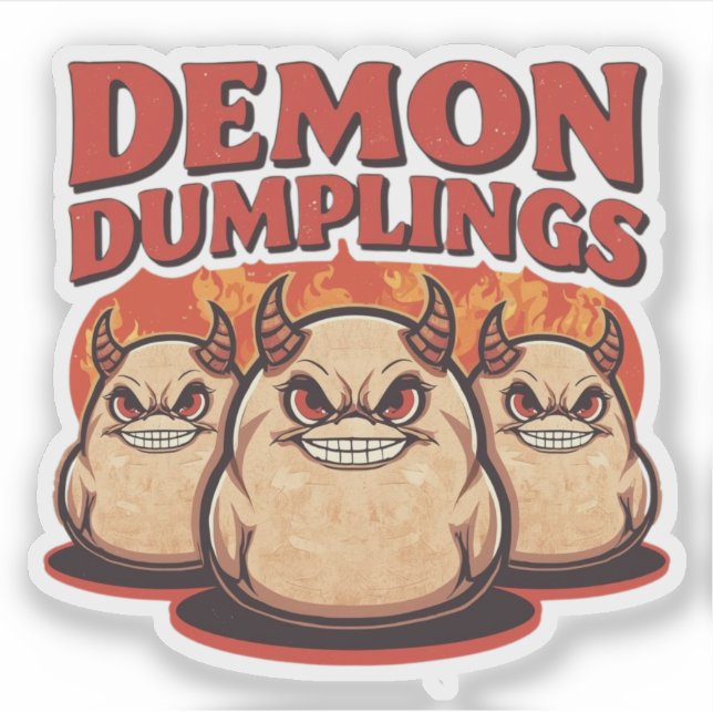 Sticker Démon Dumplings Funny Halloween Pun de nourriture (Devant)