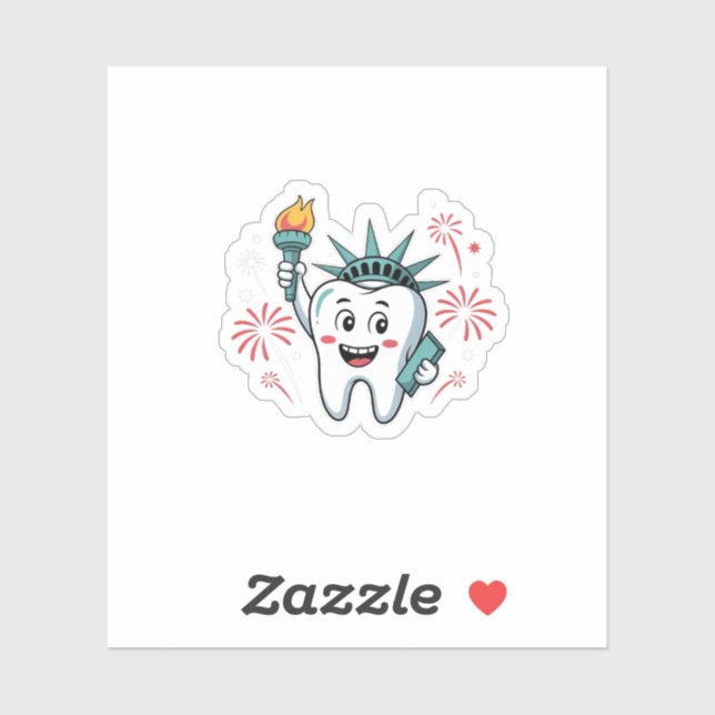 Sticker Dental Squad 4 juillet Dentist Funny American (Feuille)