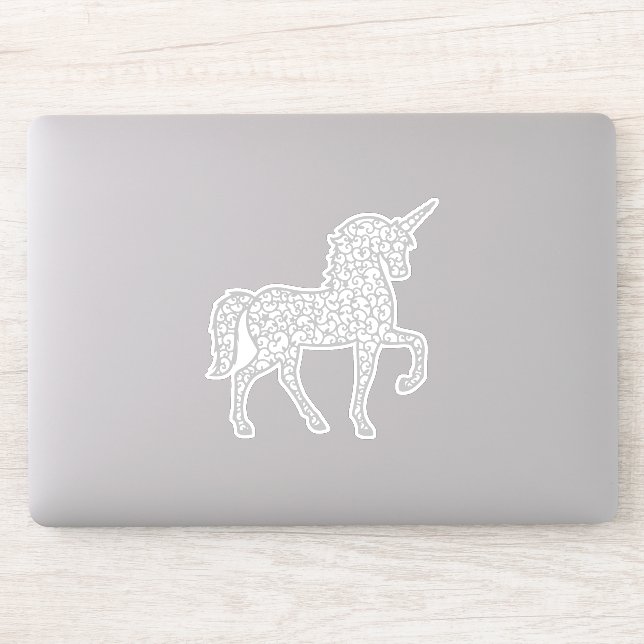 Sticker Dentelle gris argent licorne (Ordinateur)