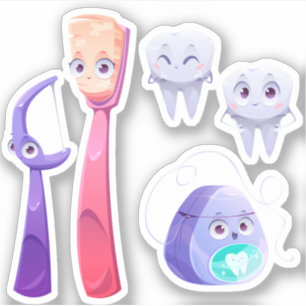 Sticker Dentist Dental Hygiene Sympa Caractère Caricatures