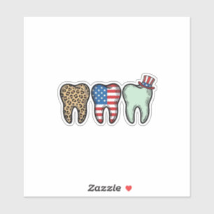 Sticker Dentiste Patriotique Dent Vintage Léopard Chemise
