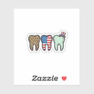 Sticker Dentiste Patriotique Dent Vintage Léopard Chemise