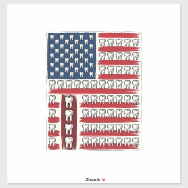 Sticker Dentiste Patriotique Drapeau Dentaire (Feuille)