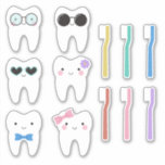Sticker Dents mignons Avec Personnalités Différentes Enfan<br><div class="desc">Autocollants mignons pour dentisterie pédiatrique avec des dents portant différents accessoires et assortis brosses à dents.</div>