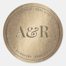 Sticker d'enveloppe d'or avec Monogramme
