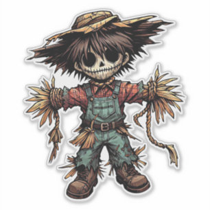 Sticker Déplaisant Scarecrow petit garçon couleur illustra