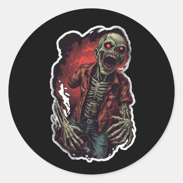 Sticker déplaisant Zombie Halloween | Éffrayant no (Devant)