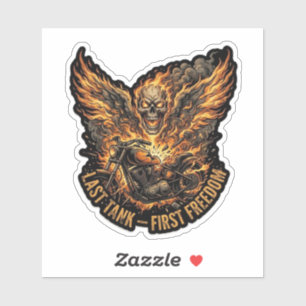 Sticker Dernier Char Première Liberté Feu Crâne Motard Aut