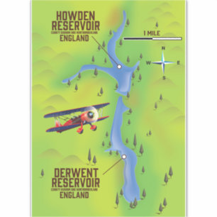 Sticker Derwent & Howden Reservoirs carte poster