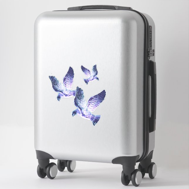 Sticker Des colombes de Noël bleu brillant (Sur valise)