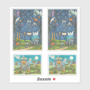 STICKER DES TÉMOIGNAGES DE HALLOWEEN ET DES BÂTIMENTS DE C