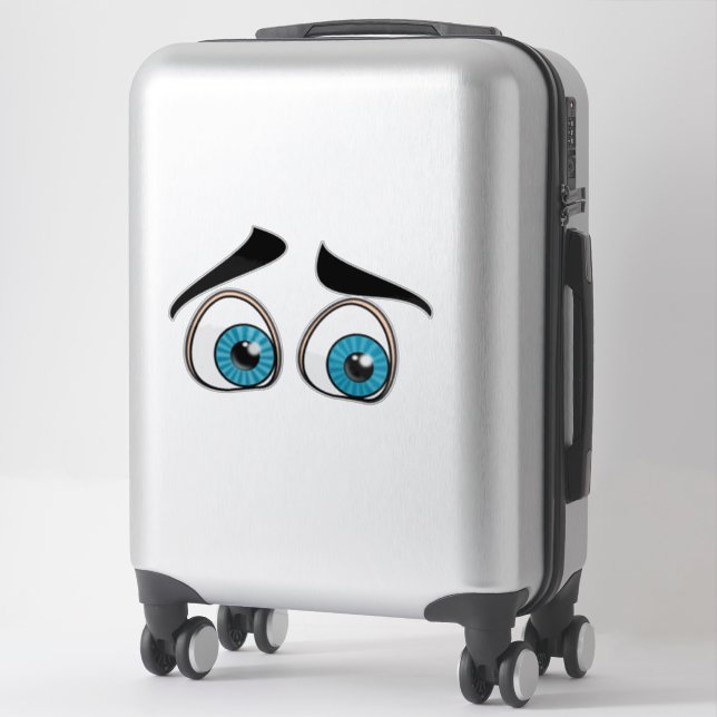 Sticker des yeux bleus surpris drôle (Sur valise)