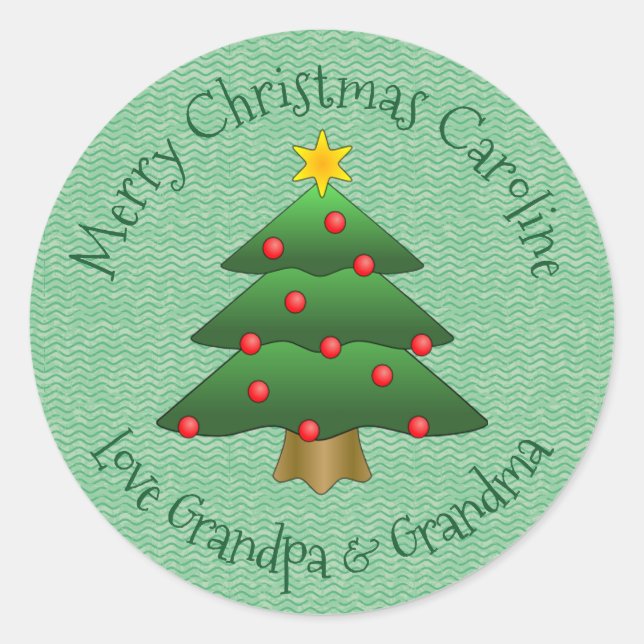 Sticker Design Arbre de Noël Étiquette (Devant)