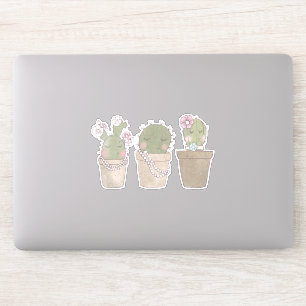 Sticker Design d'aquarelle Cactus Trio souriant