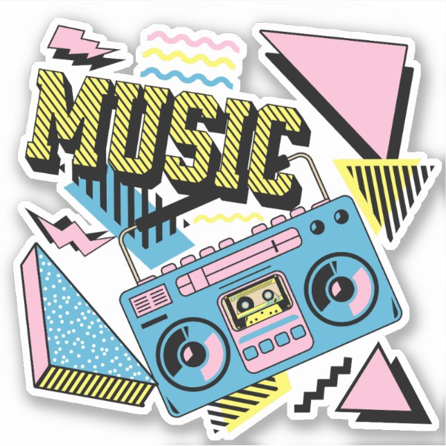Sticker Design de boite de musique de style rétro (Devant)