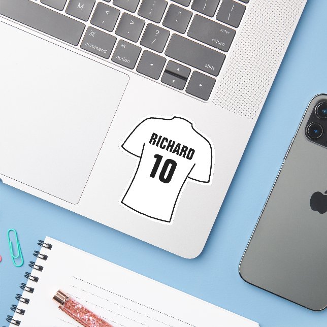 Sticker Design de maillot de football en blanc (Ordinateur portable avec iPhone)