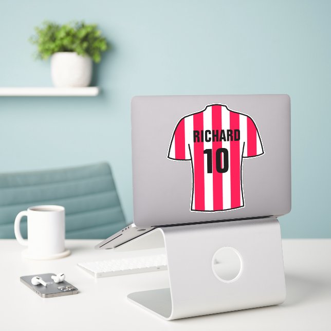 Sticker Design de maillot de football en Stick rouge & bla (Ordinateur portable sur le bureau)