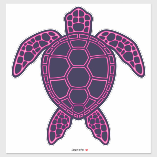 Sticker Design de tortue marine rose chaud (Feuille)