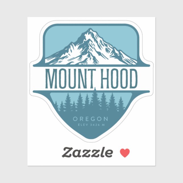 Sticker Design des crêtes du mont Hood Oregon (Feuille)