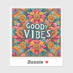Sticker Design Floral Lumineux Avec Good Vibes