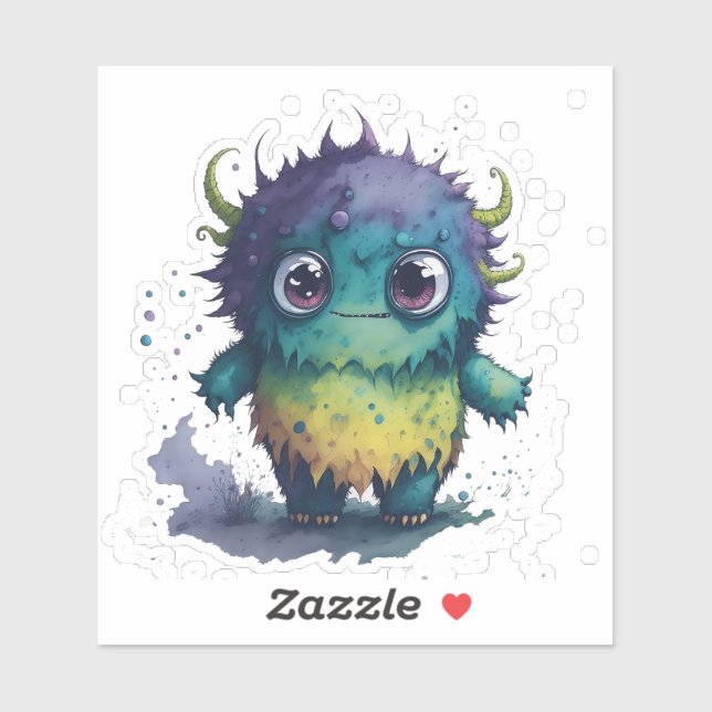 Sticker Design Monster Cartoon Mignonne Mais Effra (Feuille)