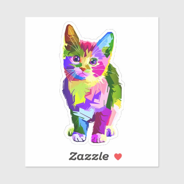 Sticker Design prismatique Stylisé Kitten-32345 (Feuille)