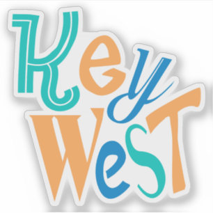 Sticker Design typographique coloré Key West amusant