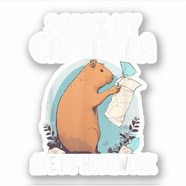 Sticker Désolé, mon capybara a mangé mes devoirs, drôle (Devant)