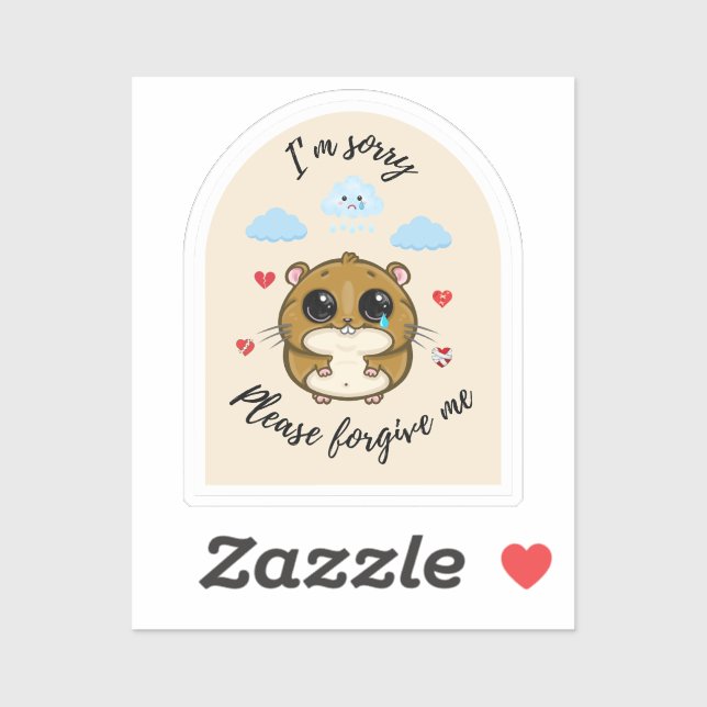 Sticker Désolé, Pardonnez-moi, triste Hamster (Feuille)