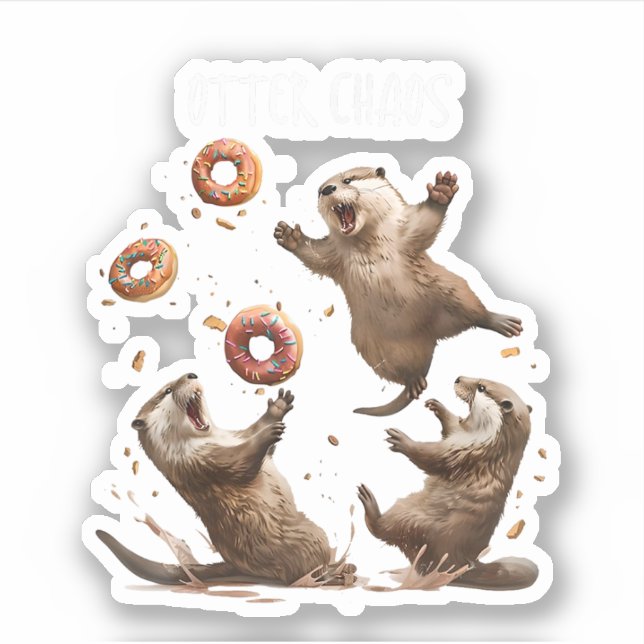 Sticker Désordre de loutre Sac drôle de bagel Loutres de m (Devant)