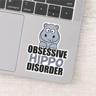 Sticker Désordre obsédant drôle d'hippopotame