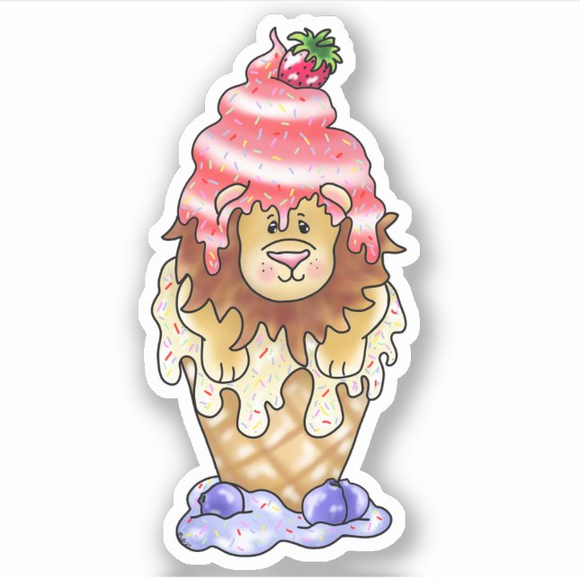 Sticker Dessert de crème glacée Lion Coloré | (Devant)