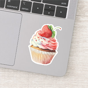 Sticker Dessert sucré à la fraise Cupcake
