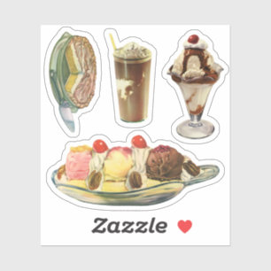 Sticker Desserts de vintage, tarte au citron meringuée, gl